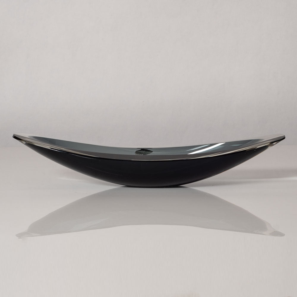 Kaj Franck for Nuutäjarvi-Nottsjö , "Kayak" bowl in blue-gray and clear glass L3603