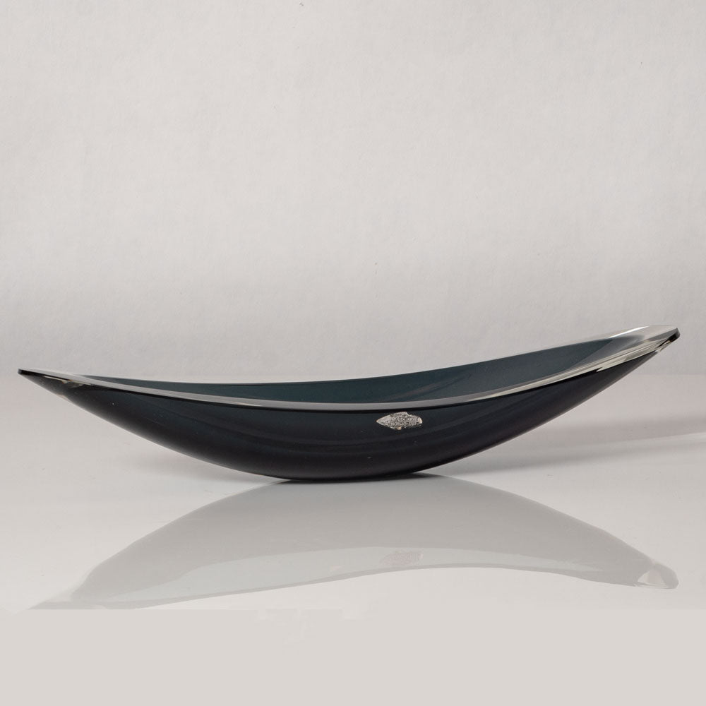 Kaj Franck for Nuutäjarvi-Nottsjö , "Kayak" bowl in blue-gray and clear glass L3603
