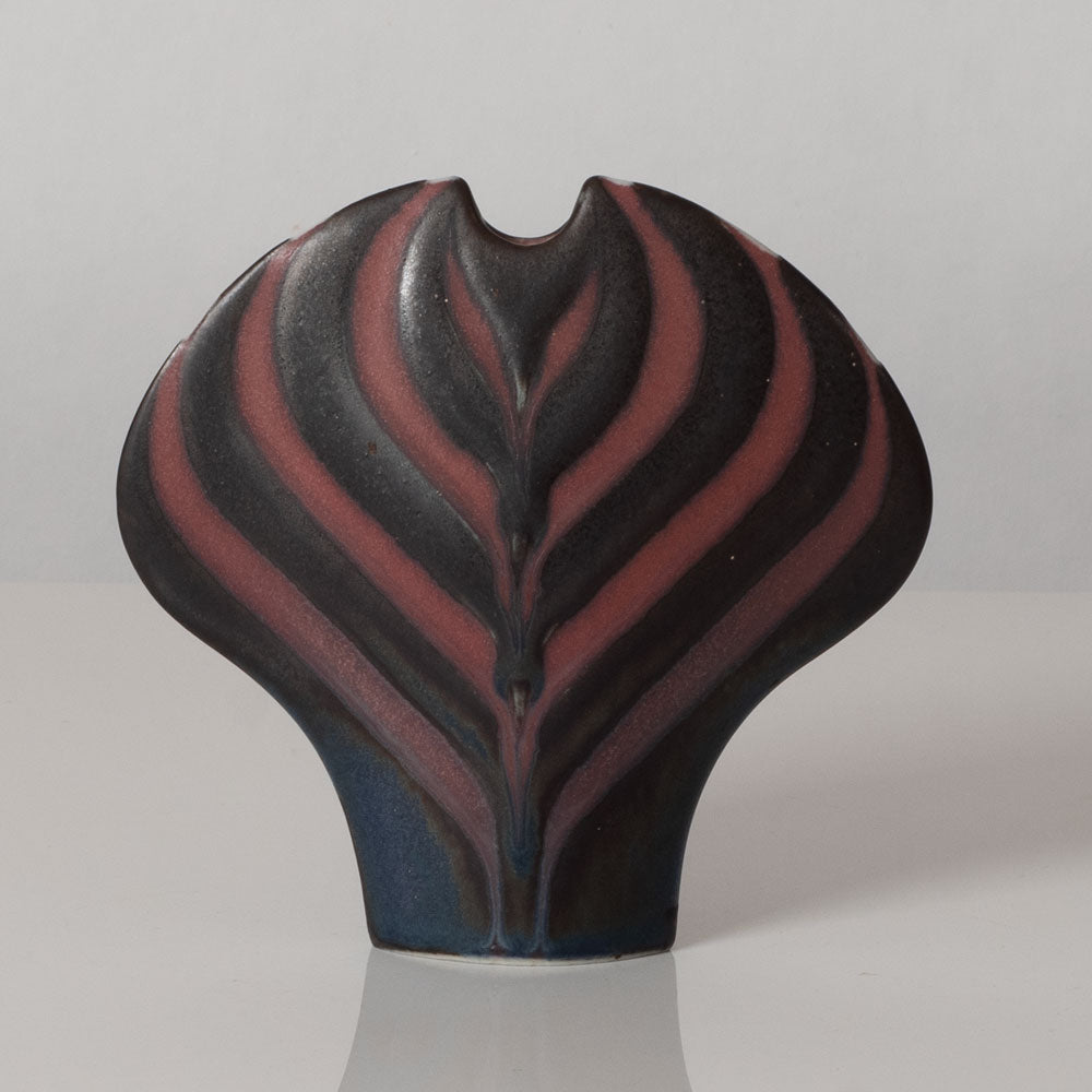 Karl Scheid, Germany, unique stoneware spade-shaped vase with pink and gray glaze K2258