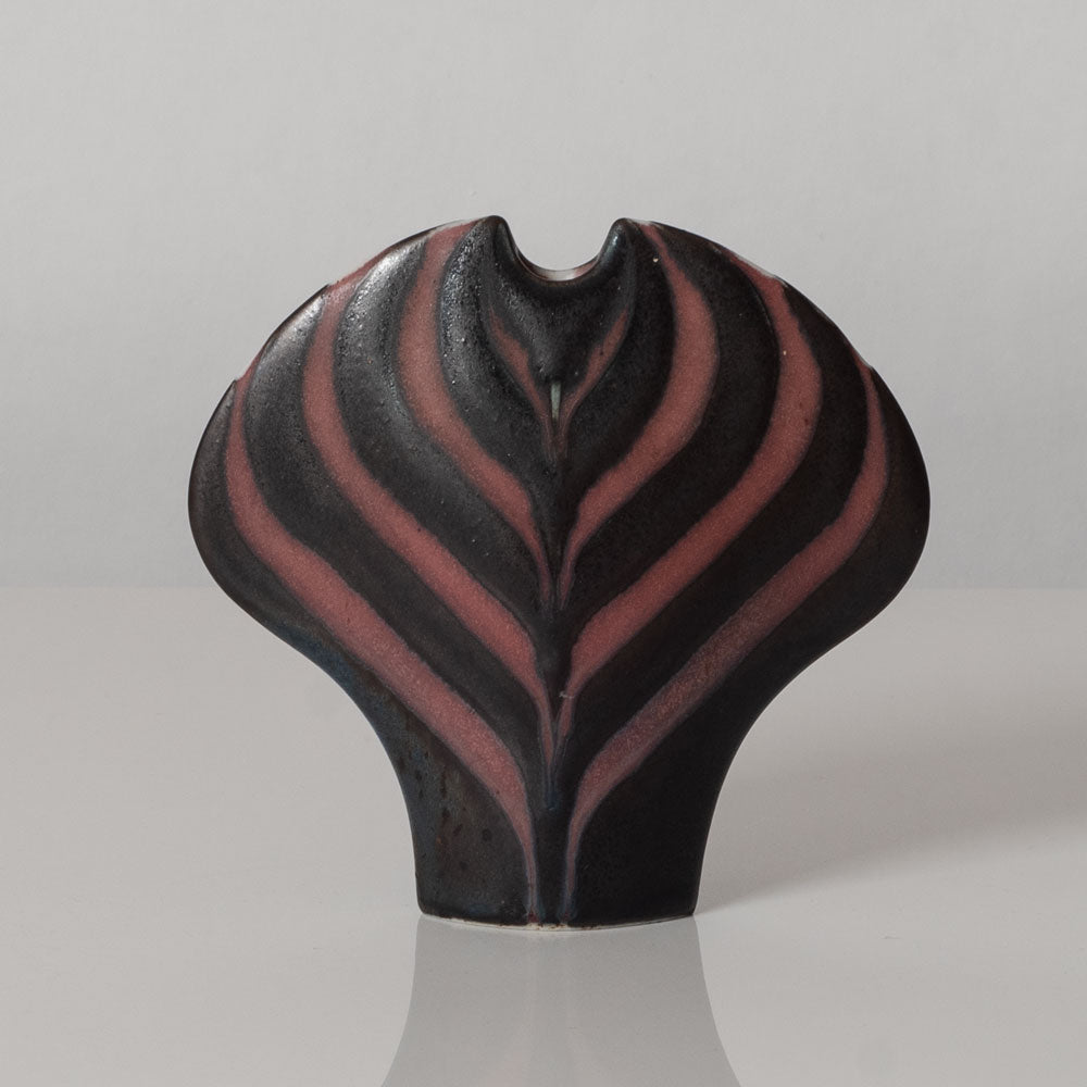 Karl Scheid, Germany, unique stoneware spade-shaped vase with pink and gray glaze K2258