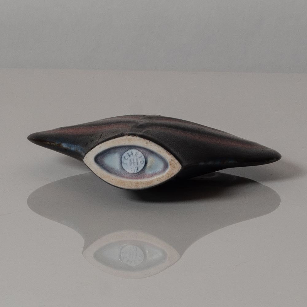 Karl Scheid, Germany, unique stoneware spade-shaped vase with pink and gray glaze K2258