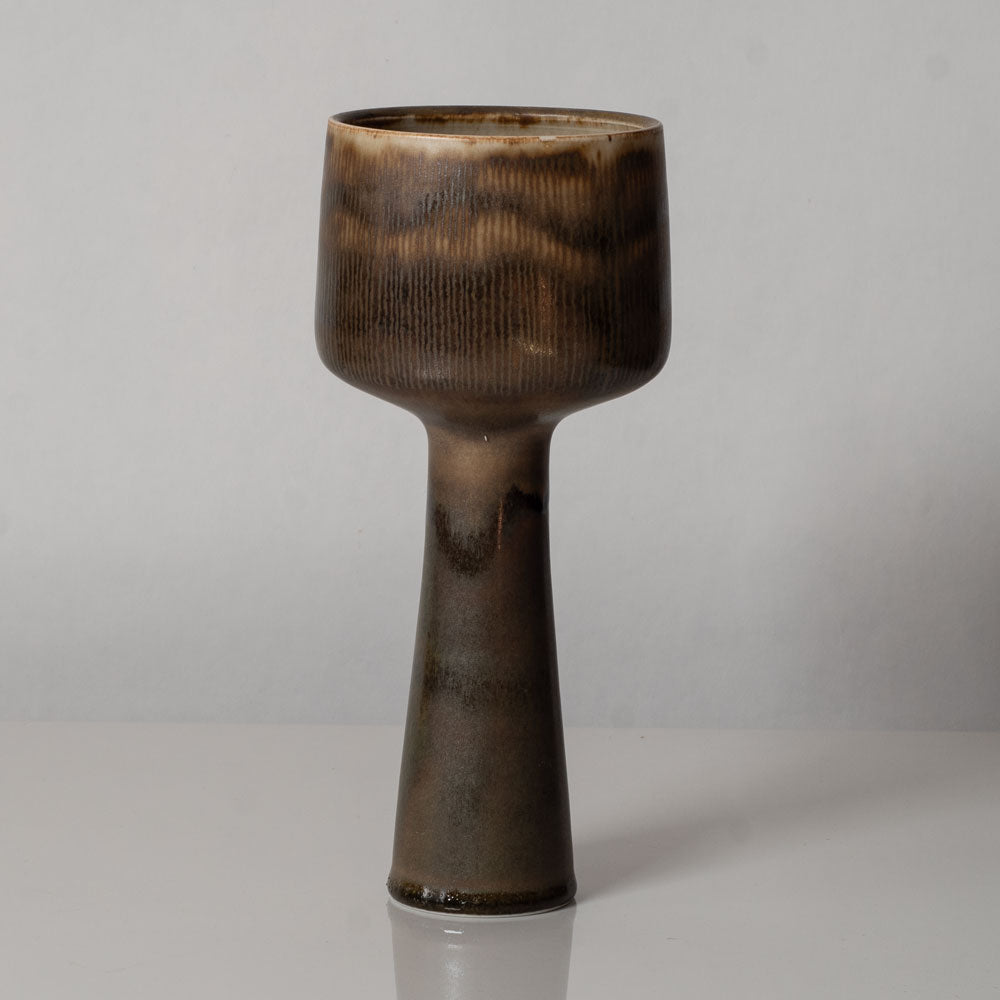 Karl Scheid, Germany, unique stoneware goblet-shaped vase with light brown glaze K2861