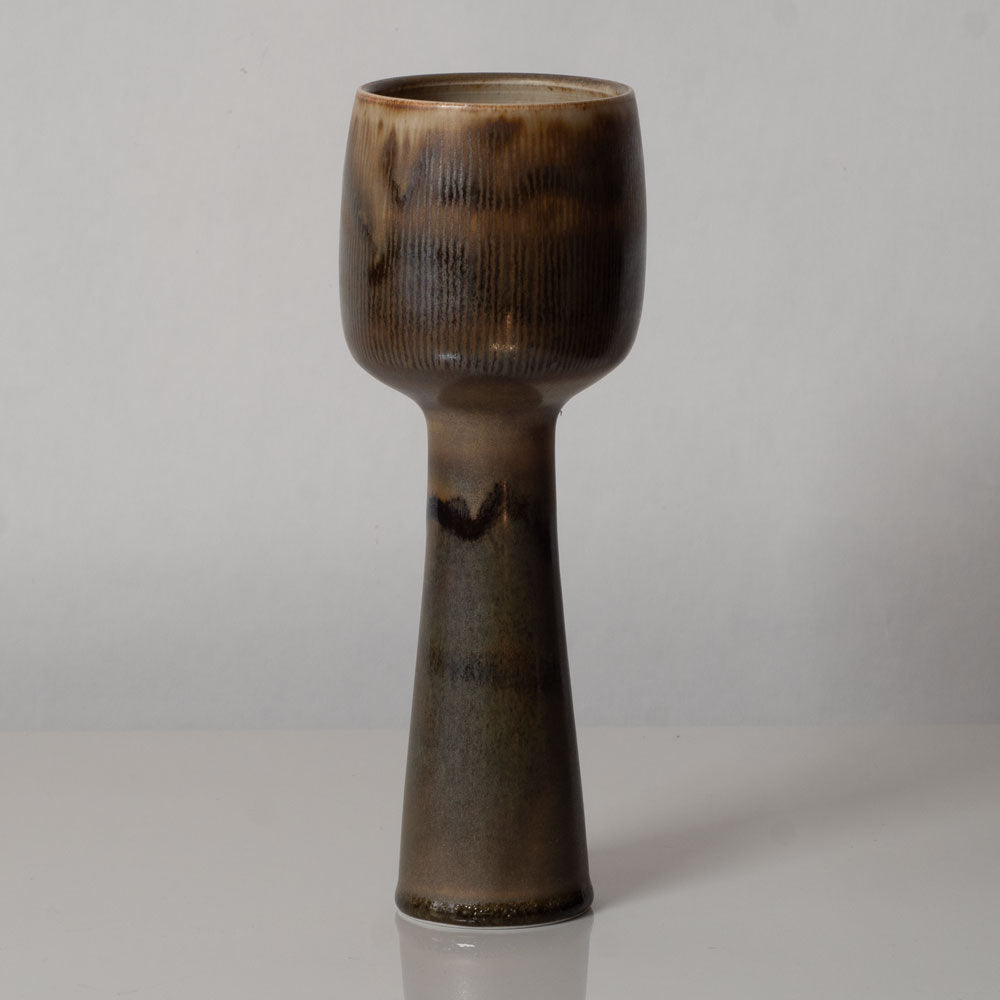 Karl Scheid, Germany, unique stoneware goblet-shaped vase with light brown glaze K2861