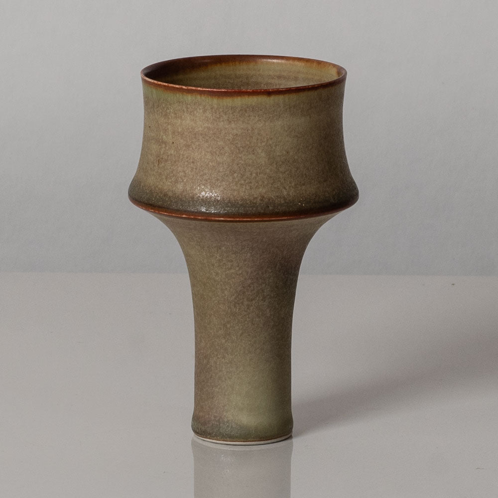 Ursula Scheid, Germany, unique stoneware goblet-shaped vase with light brown glaze K2790