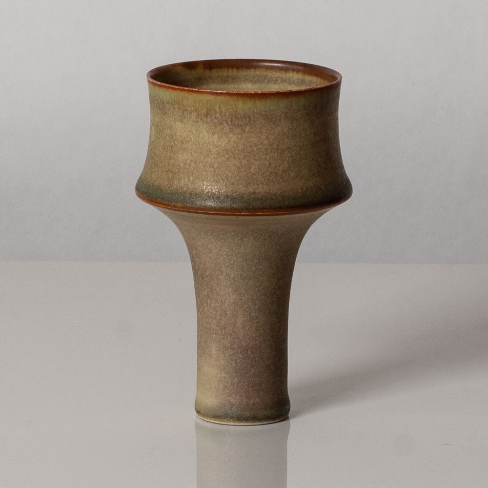 Ursula Scheid, Germany, unique stoneware goblet-shaped vase with light brown glaze K2790