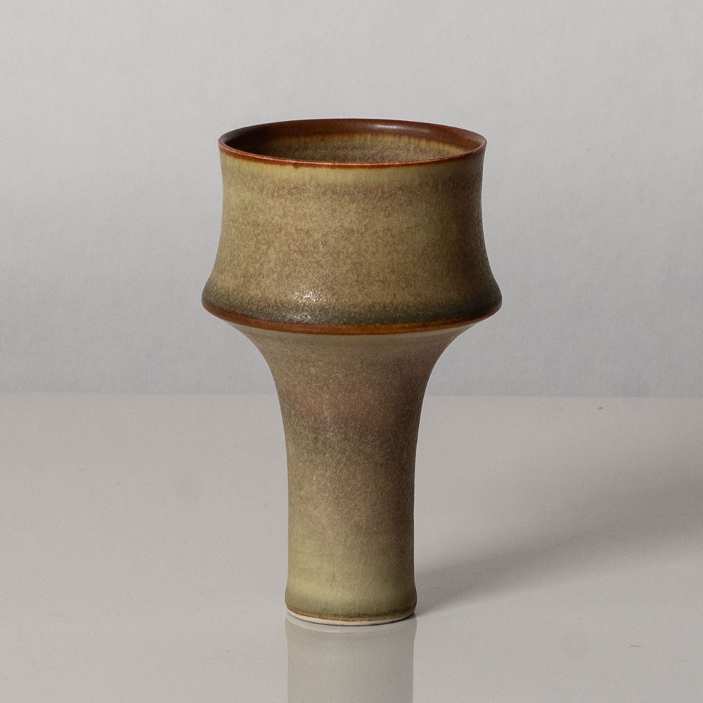Ursula Scheid, Germany, unique stoneware goblet-shaped vase with light brown glaze K2790