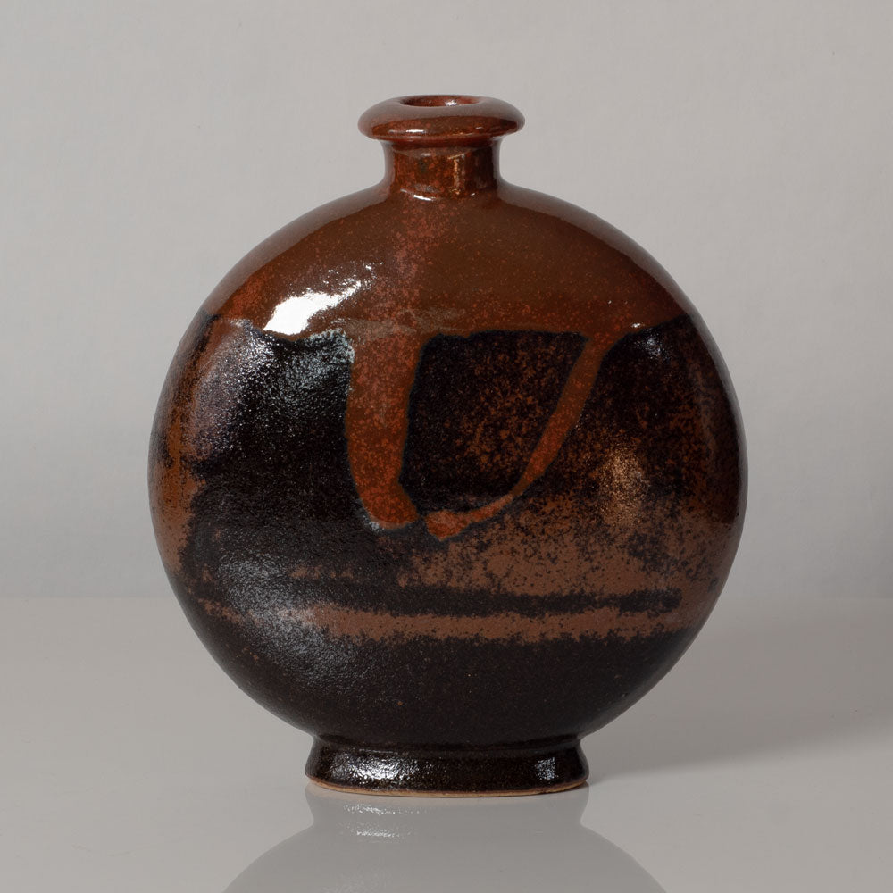 Horst Kerstan, Germany, unique stoneware vase with tenmoku glaze K2870