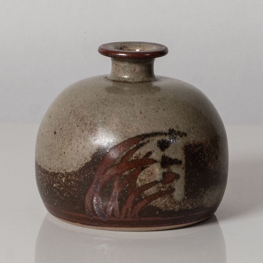Horst Kerstan, Germany, unique stoneware vase with reddish brown and pale gray glaze L3310