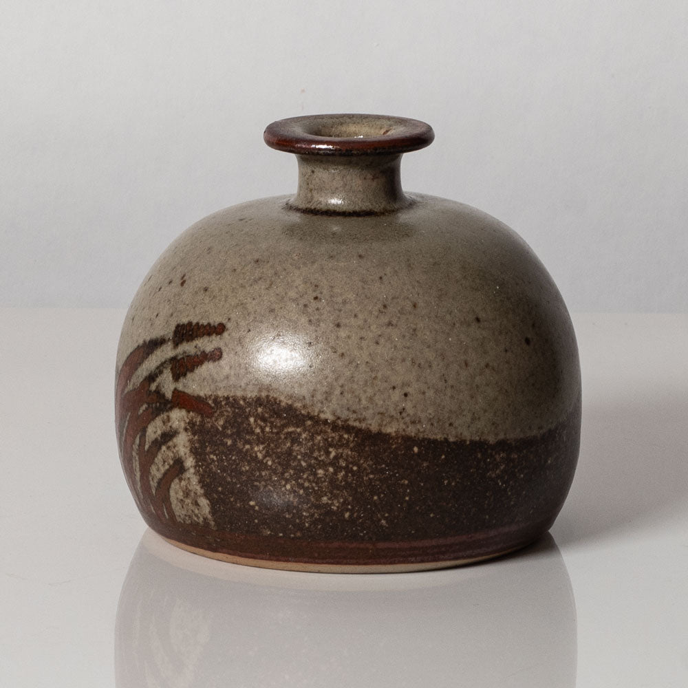 Horst Kerstan, Germany, unique stoneware vase with reddish brown and pale gray glaze L3310