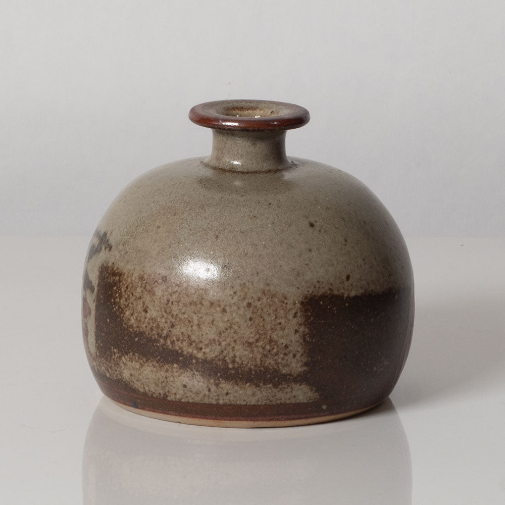 Horst Kerstan, Germany, unique stoneware vase with reddish brown and pale gray glaze L3310