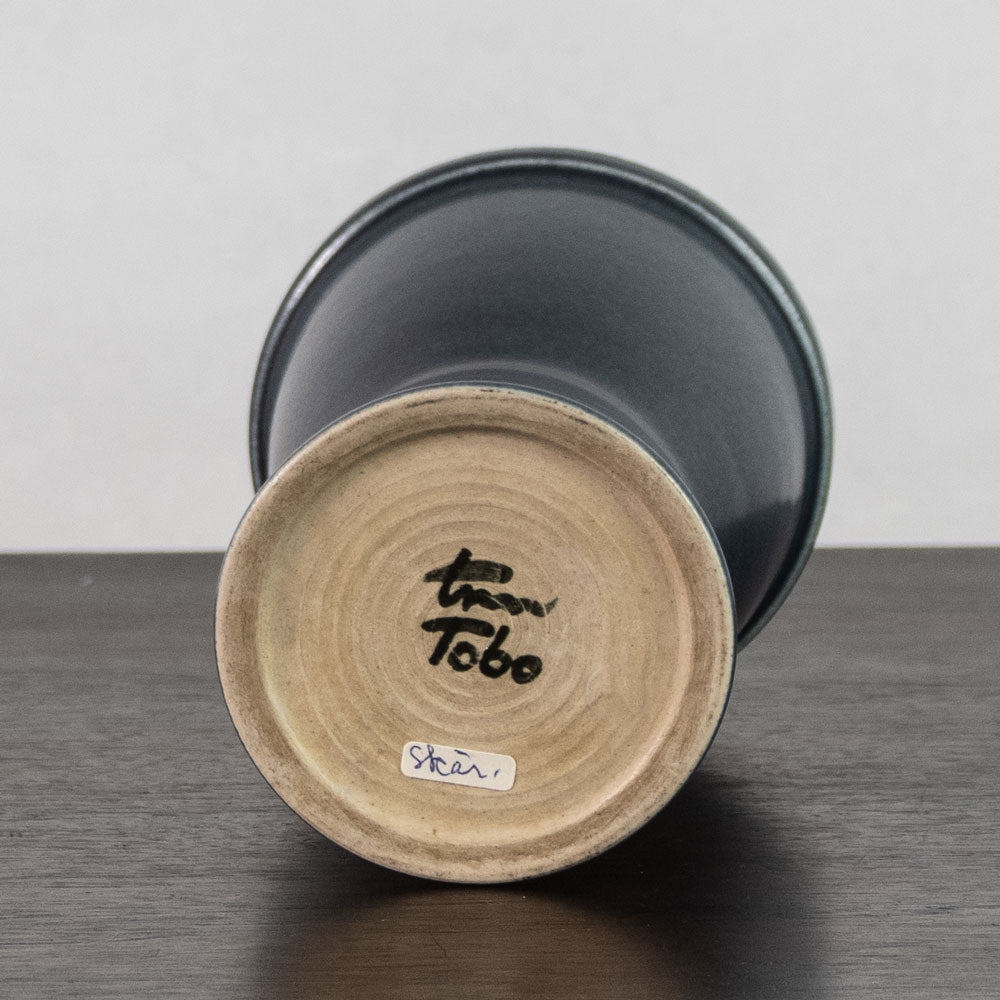 Erich and Ingrid Triller for Tobo stoneware vase with blue glaze J1708