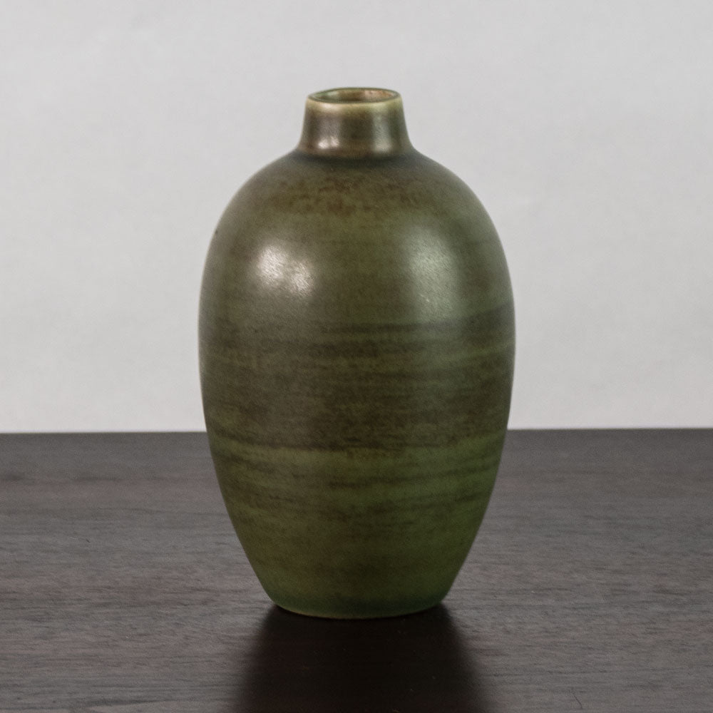 Erich and Ingrid Triller for Tobo ovoid vase with green glaze J1463