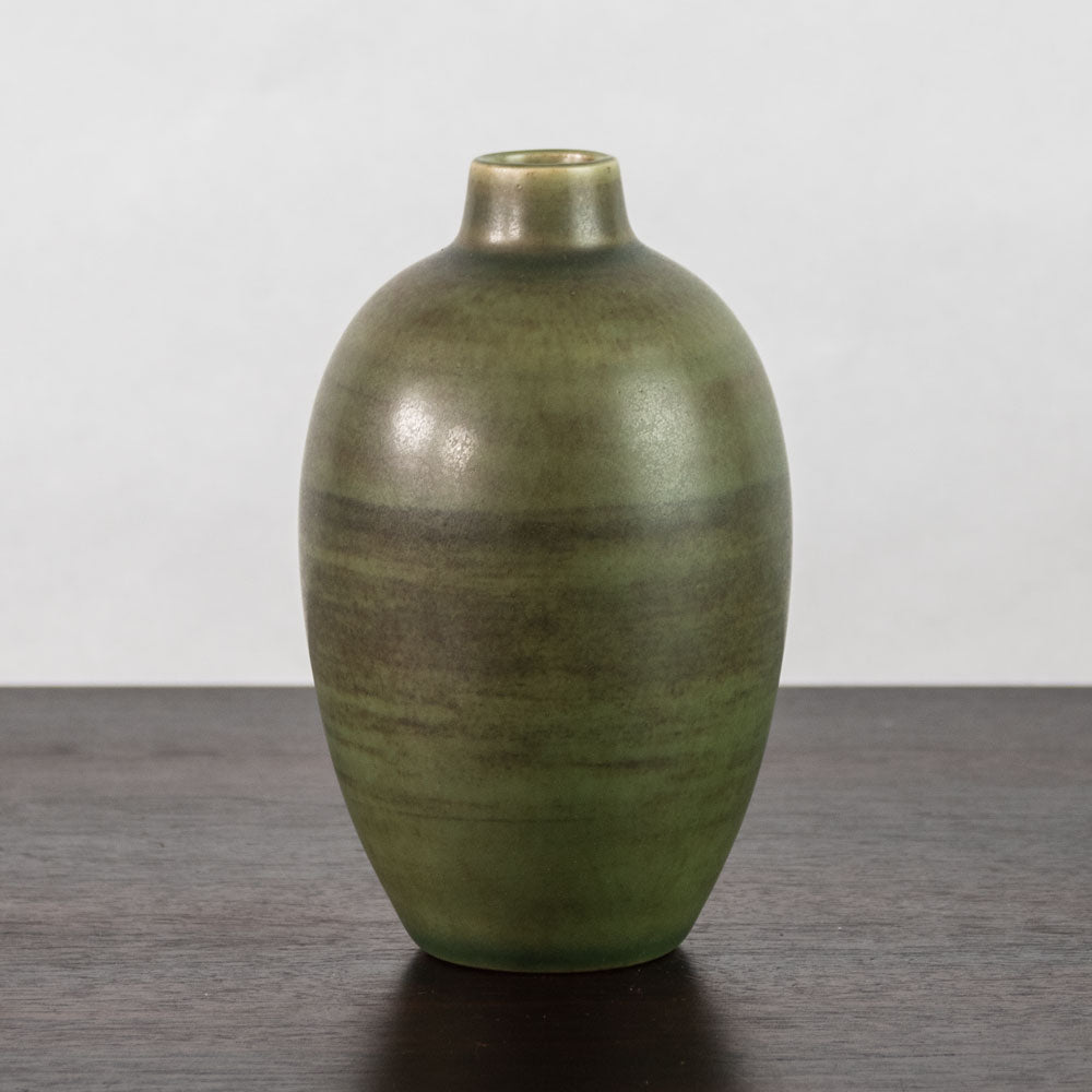 Erich and Ingrid Triller for Tobo ovoid vase with green glaze J1463