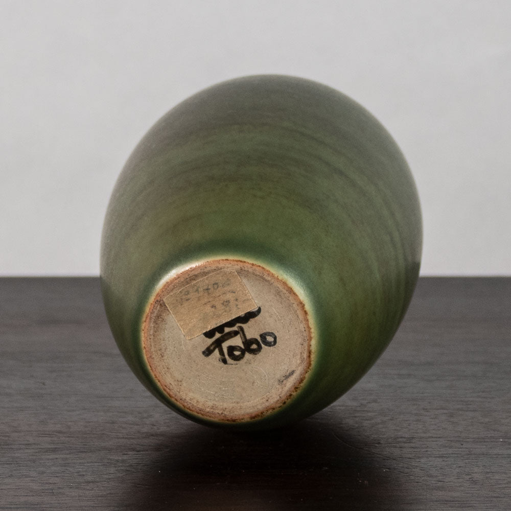 Erich and Ingrid Triller for Tobo ovoid vase with green glaze J1463