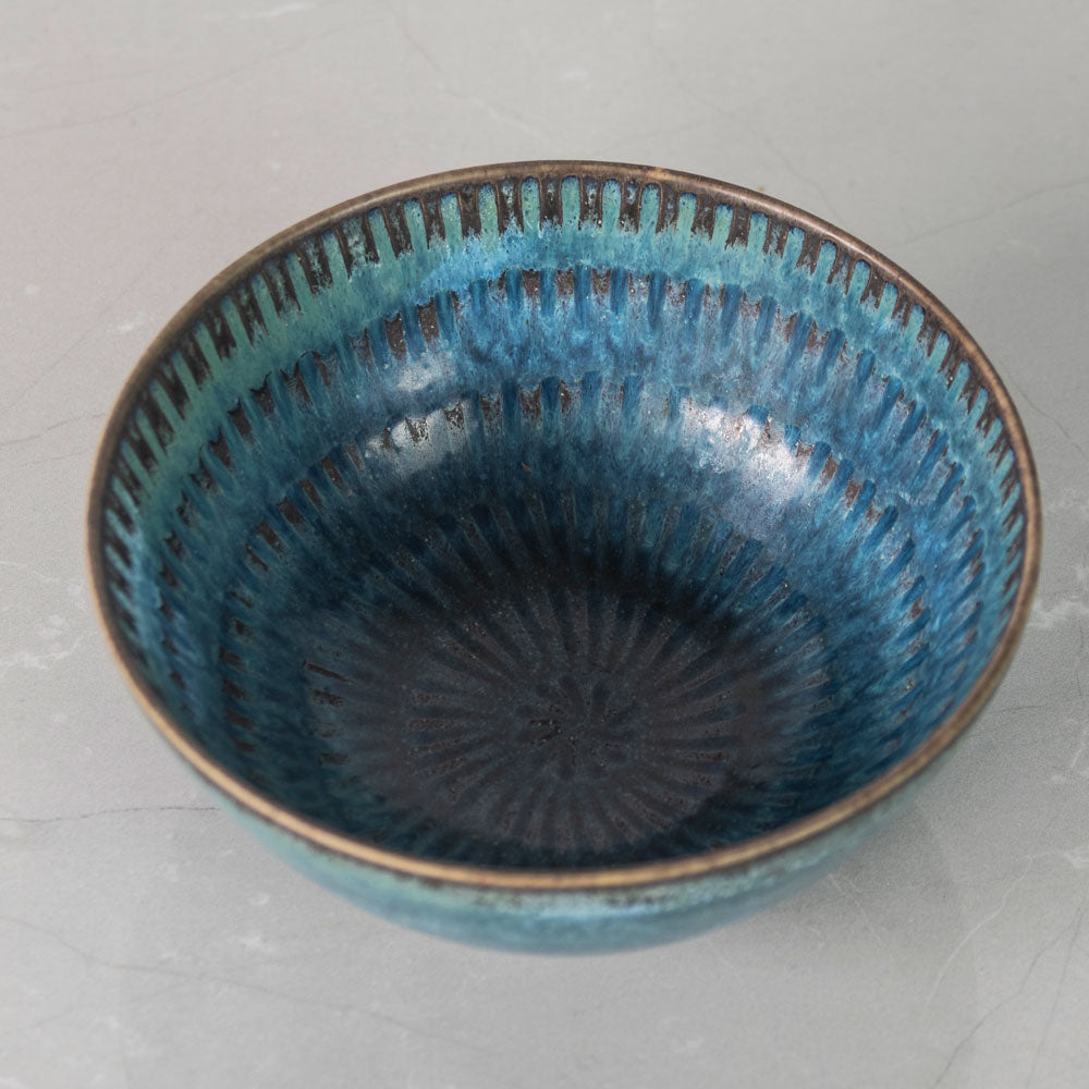Stig Lindberg for Gustavsberg, Sweden, cabinet bowl with matte turquoise glaze J1656