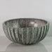 Arne Bang, Denmark large ribbed stoneware bowl with blue and green crystalline glaze J1650