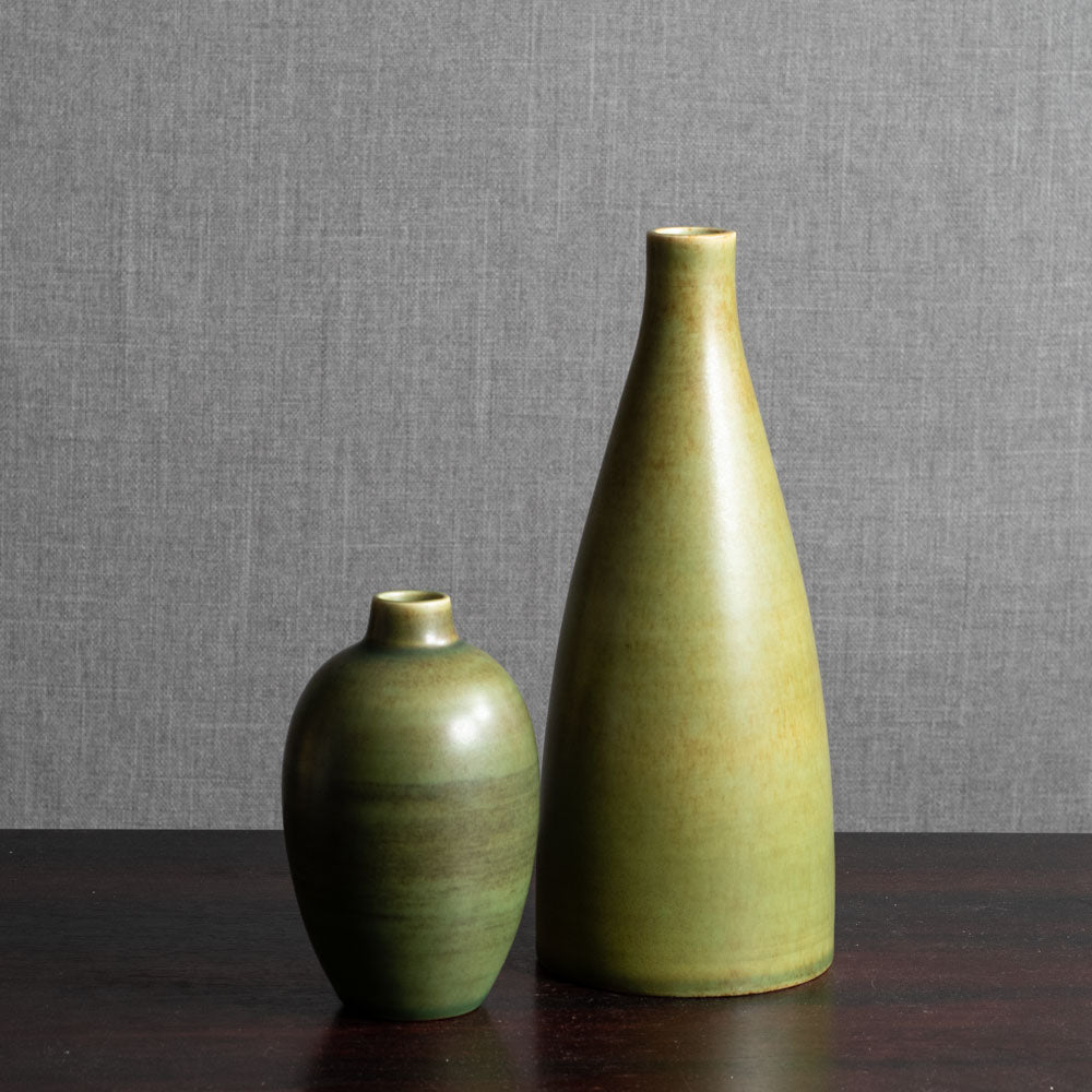 Two green vases by Erich and Ingrid Triller for Tobo, Sweden