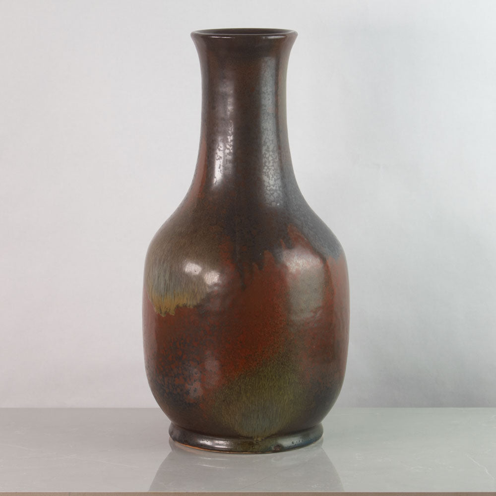 Lotte Lindahl for Bing & Grondahl, Denmark,very large unique stoneware vase with brown glaze J1647