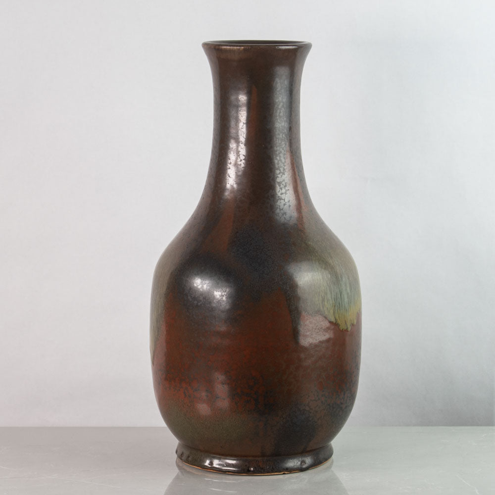 Lotte Lindahl for Bing & Grondahl, Denmark,very large unique stoneware vase with brown glaze J1647