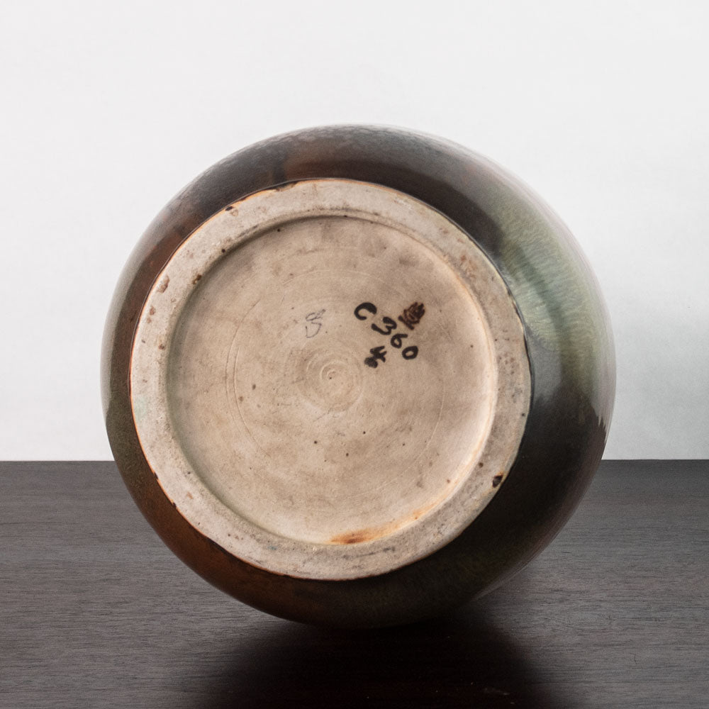 Lotte Lindahl for Bing & Grondahl, Denmark,very large unique stoneware vase with brown glaze J1647