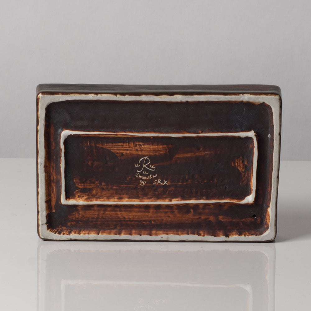 Carl Harry Stålhane for Rörstand, Sweden, rectangular stoneware dish with brown glazes L3420