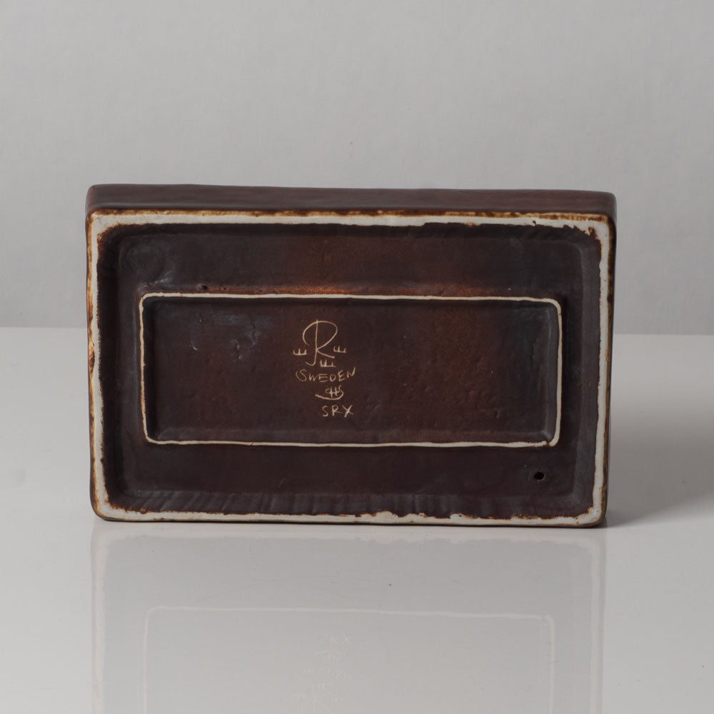 Carl Harry Stålhane for Rörstand, Sweden, rectangular stoneware dish with brown glazes L3421
