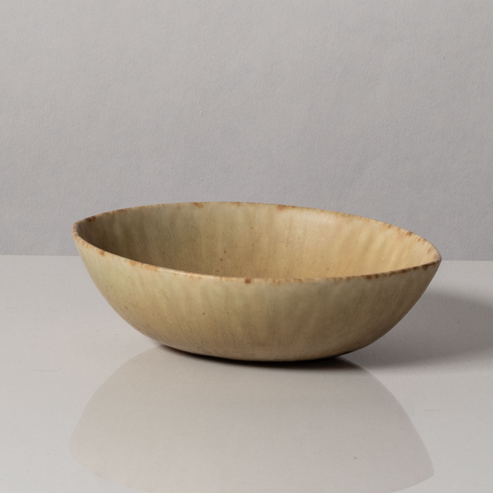 Carl Harry Stålhane for Rörstrand, Sweden, stoneware bowl with yellow haresfur glaze L3412