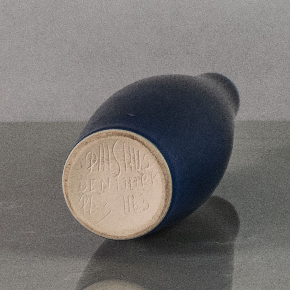 Per Linnemann-Schmidt at Palshus , slim vase with blue haresfur glaze J1729