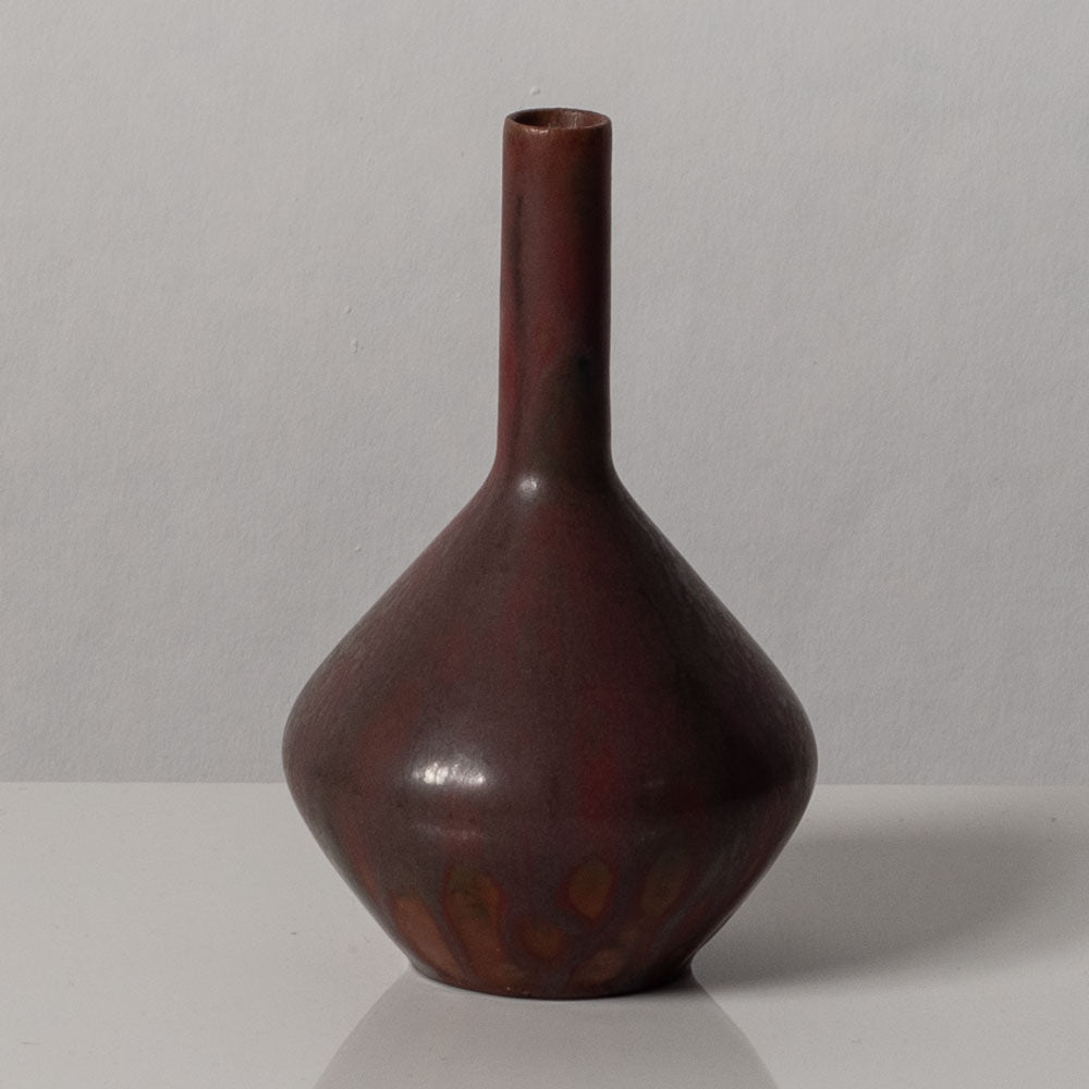 Carl Harry Stalhane for Rorstrand, Sweden, stoneware cabinet vase with brown haresfur glaze L3627