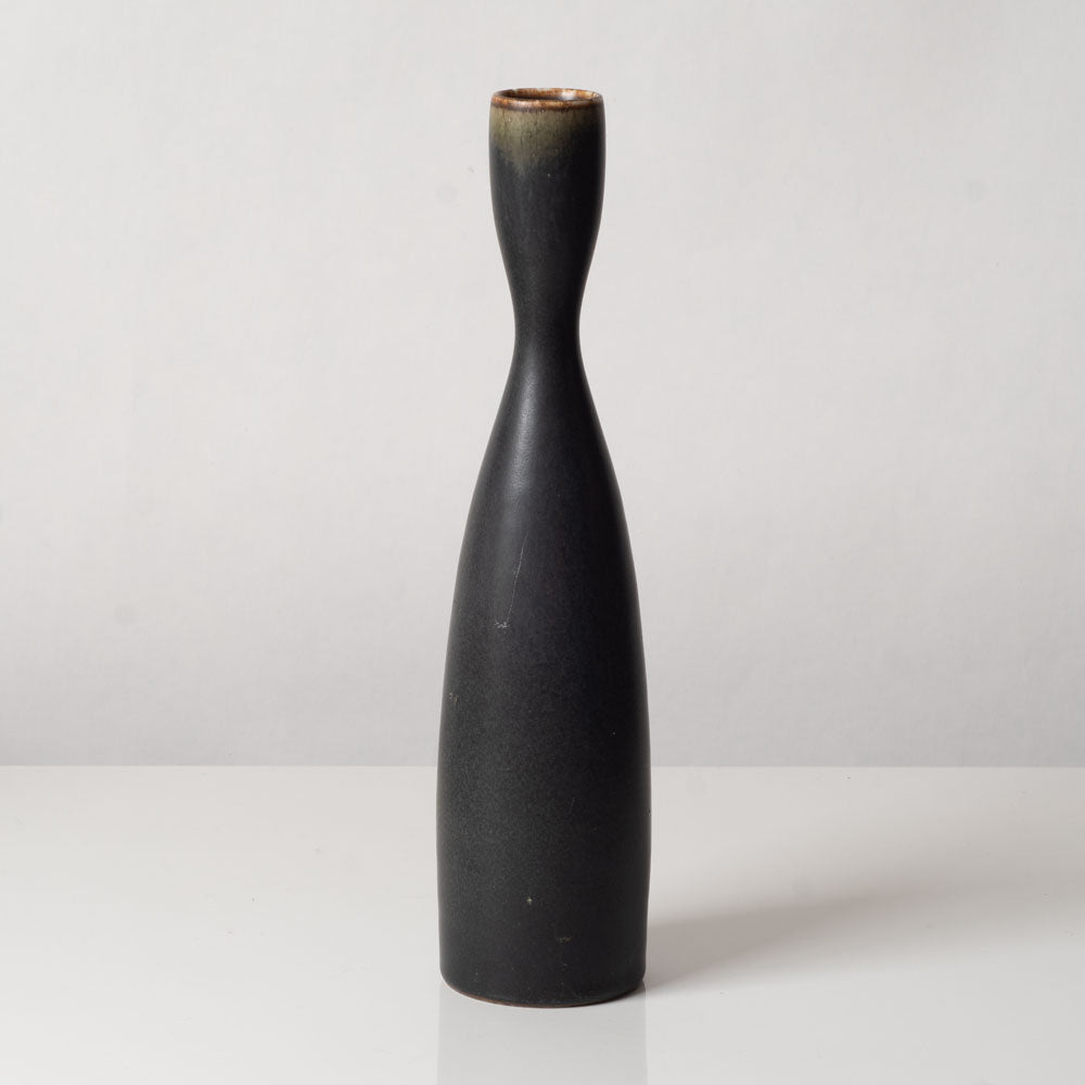 Carl Harry Stålhane for Rörstrand, Sweden, unique stoneware vase with matte dark brown glaze L3405