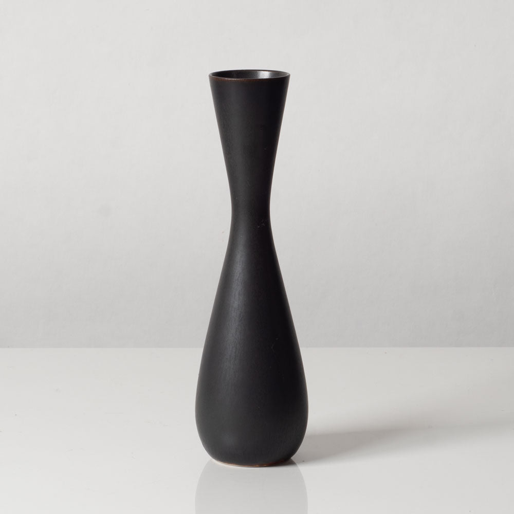 Carl Harry Stålhane for Rörstrand, Sweden, stoneware vase with dark brown haresfur glaze L3477