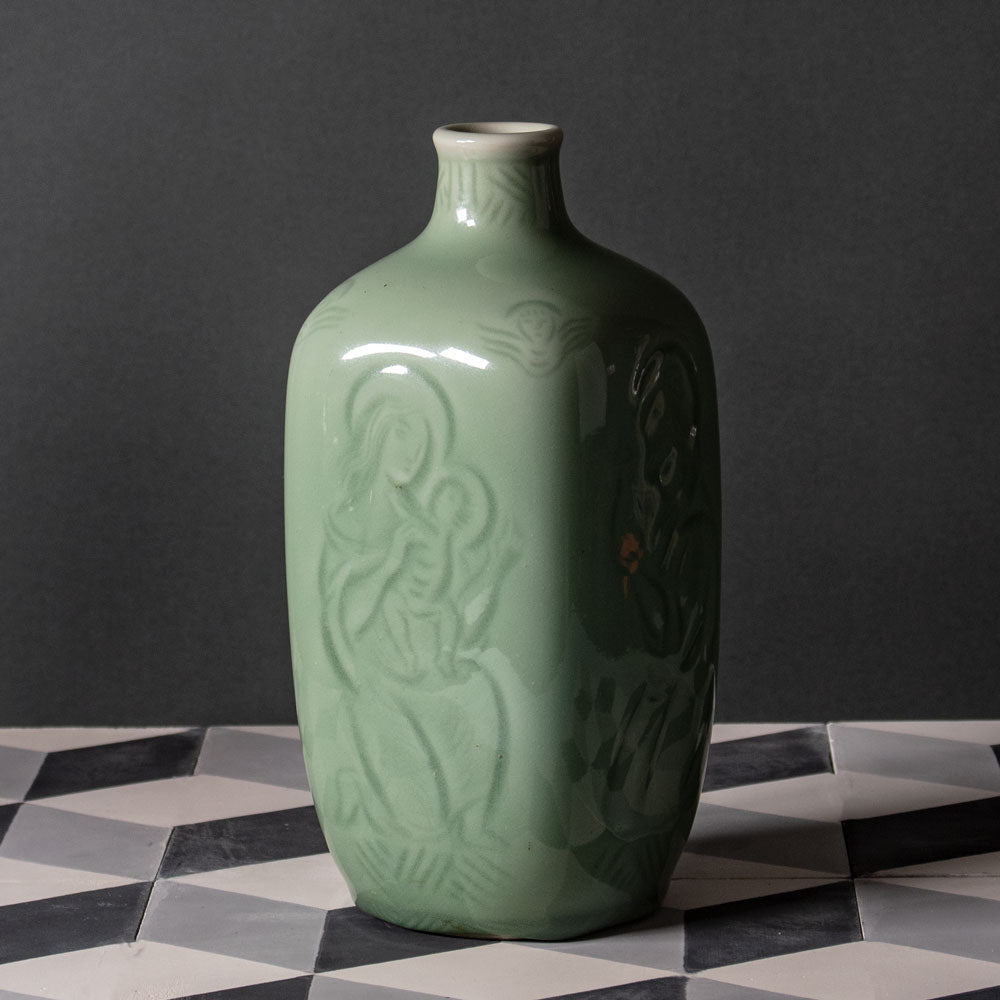 Jais Nielsen for Royal Copenhagen, Denmark, "Gifts of the Magi" stoneware vase with celadon glaze N7256