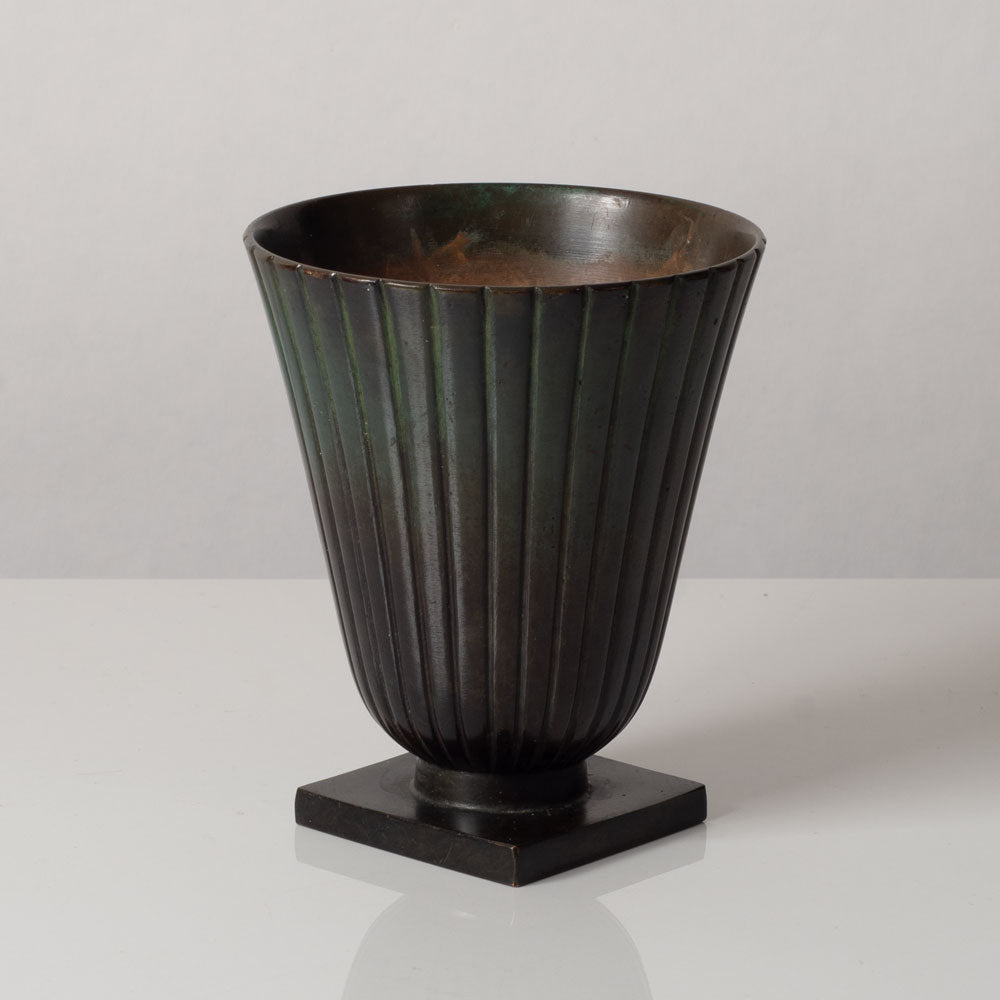 Just Andersen for GAB, Sweden, bronze ribbed footed vase L3537