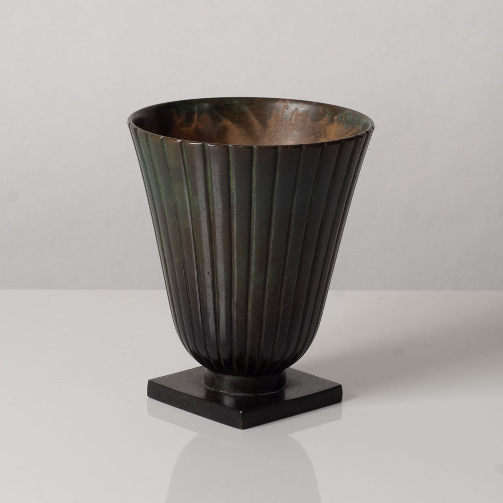 Just Andersen for GAB, Sweden, bronze ribbed footed vase L3537