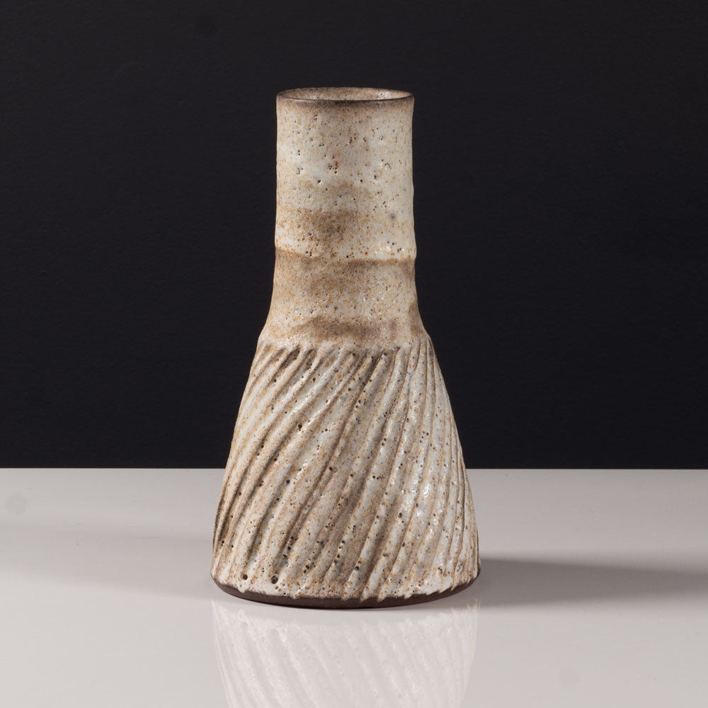 Lucie Rie, UK unique stoneware vase with oatmeal volcanic glaze L3510