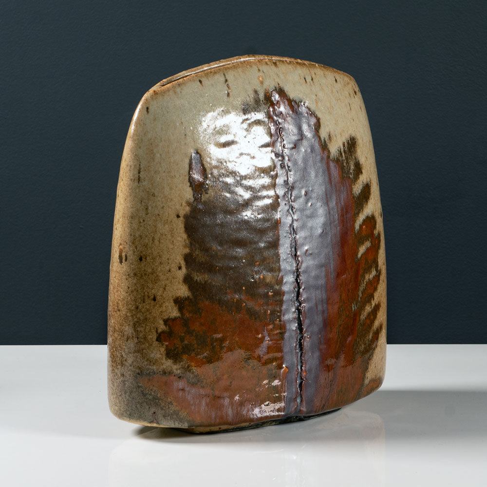 Gerald Weigel, own studio, Germany, unique stoneware vase with brown glaze E7420