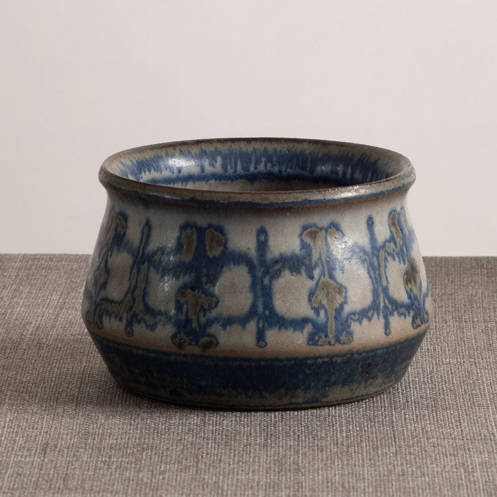 Marianne Starck for Michael Andersen and Sons stoneware pot with gray and blue patterned glaze M5762
