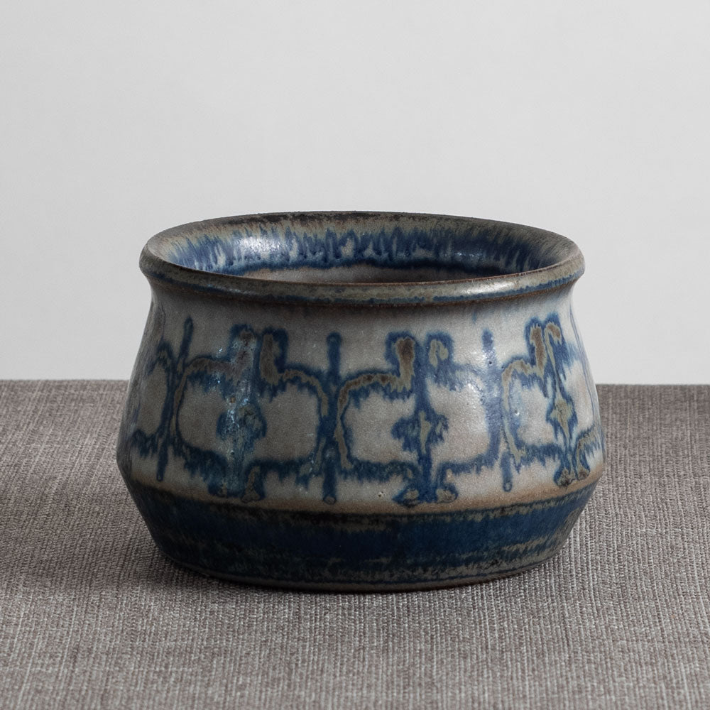 Marianne Starck for Michael Andersen and Sons stoneware pot with gray and blue patterned glaze M5762