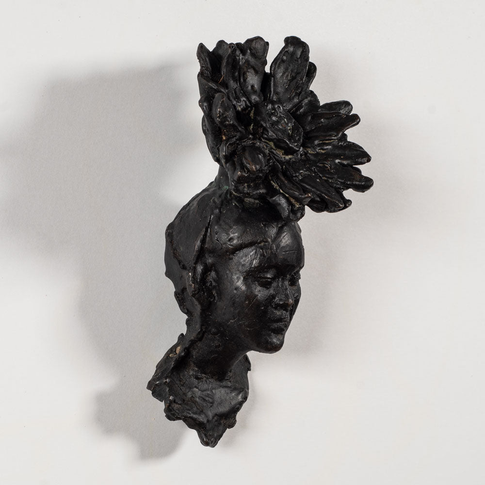 Elisabeth Nickles, US, bronze wall mounted "Nepali Flower Goddess" sculpture EN1001