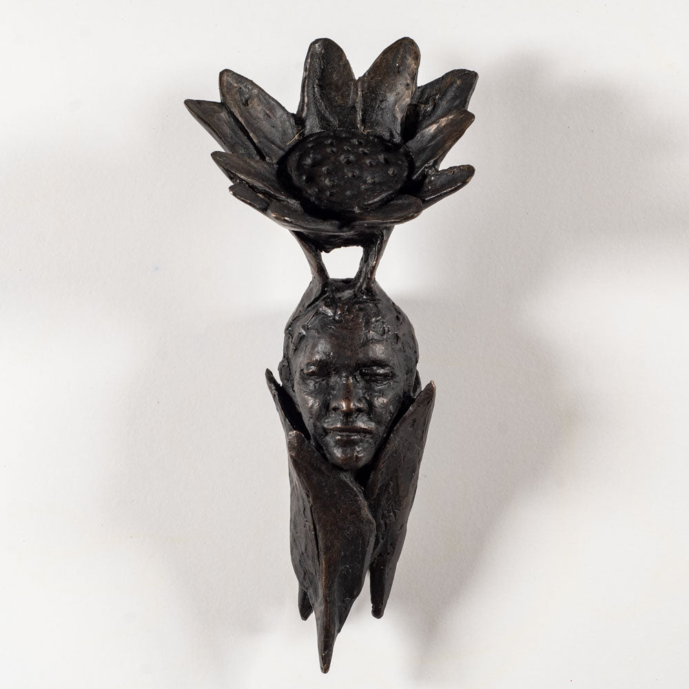 Elisabeth Nickles, US, bronze wall mounted "Nepali Flower Goddess" sculpture EN1002