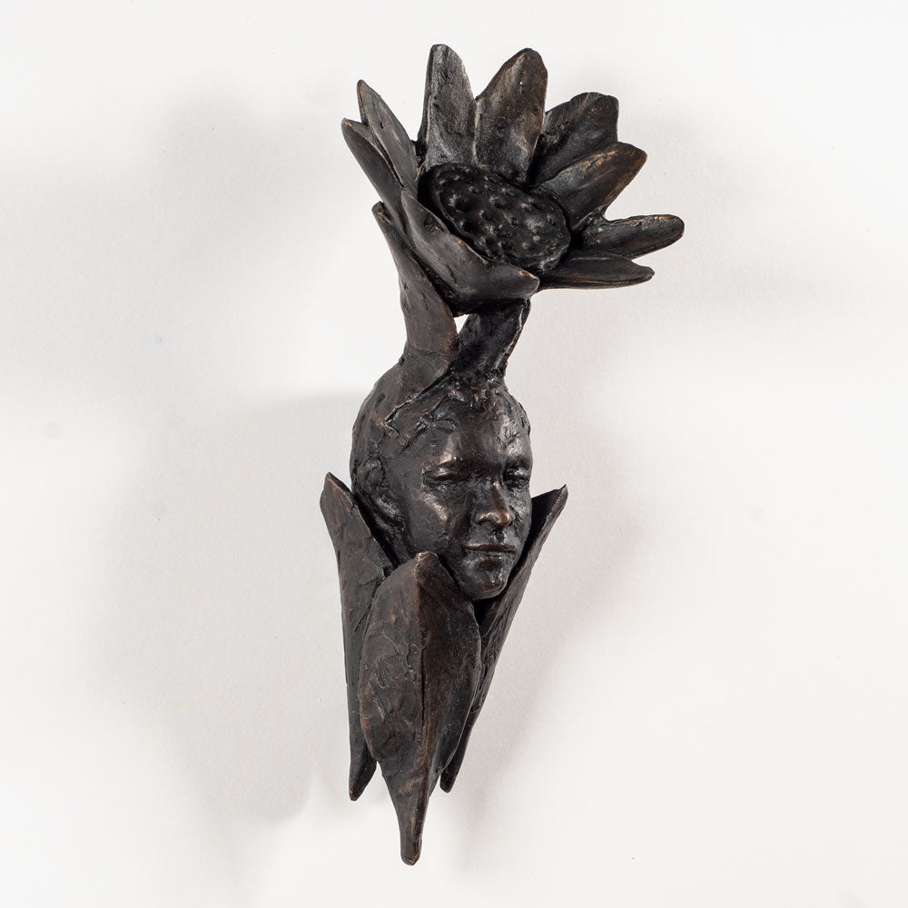 Elisabeth Nickles, US, bronze wall mounted "Nepali Flower Goddess" sculpture EN1002