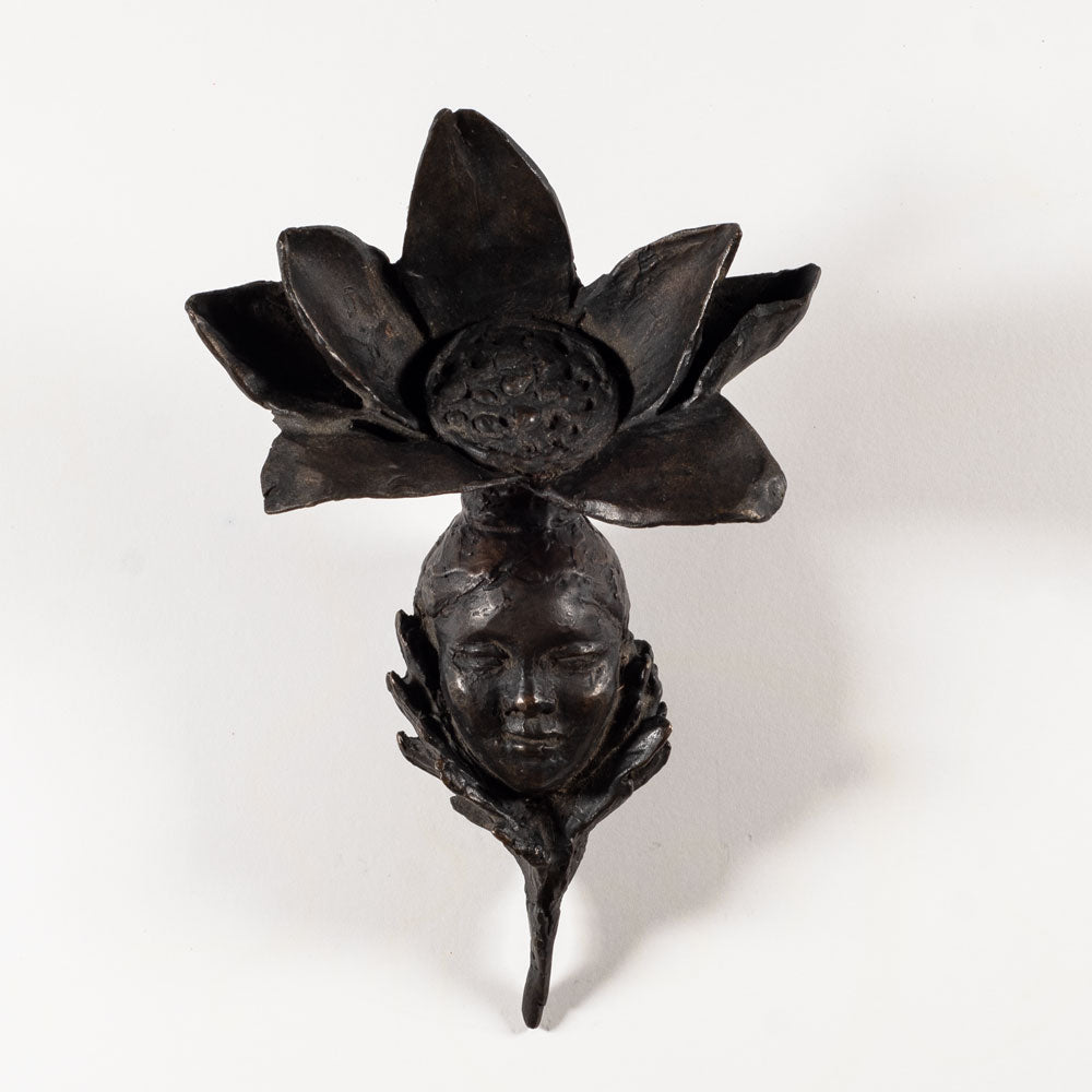 Elisabeth Nickles, US, bronze wall mounted "Nepali Flower Goddess" sculpture EN1004