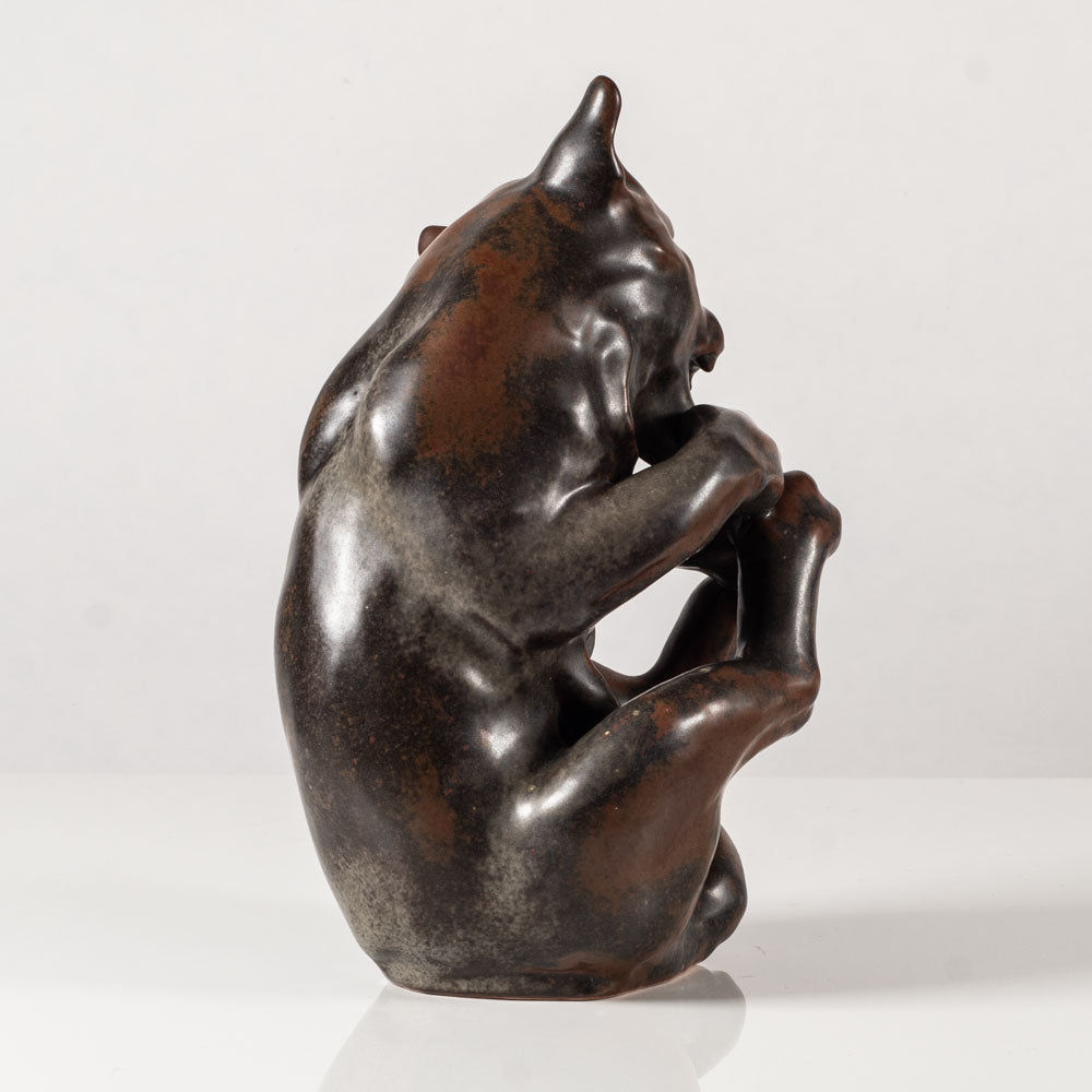 Jean Rene Gauguin for Bing & Grondahl, Denmark, wildcat figure with brown glaze L3660