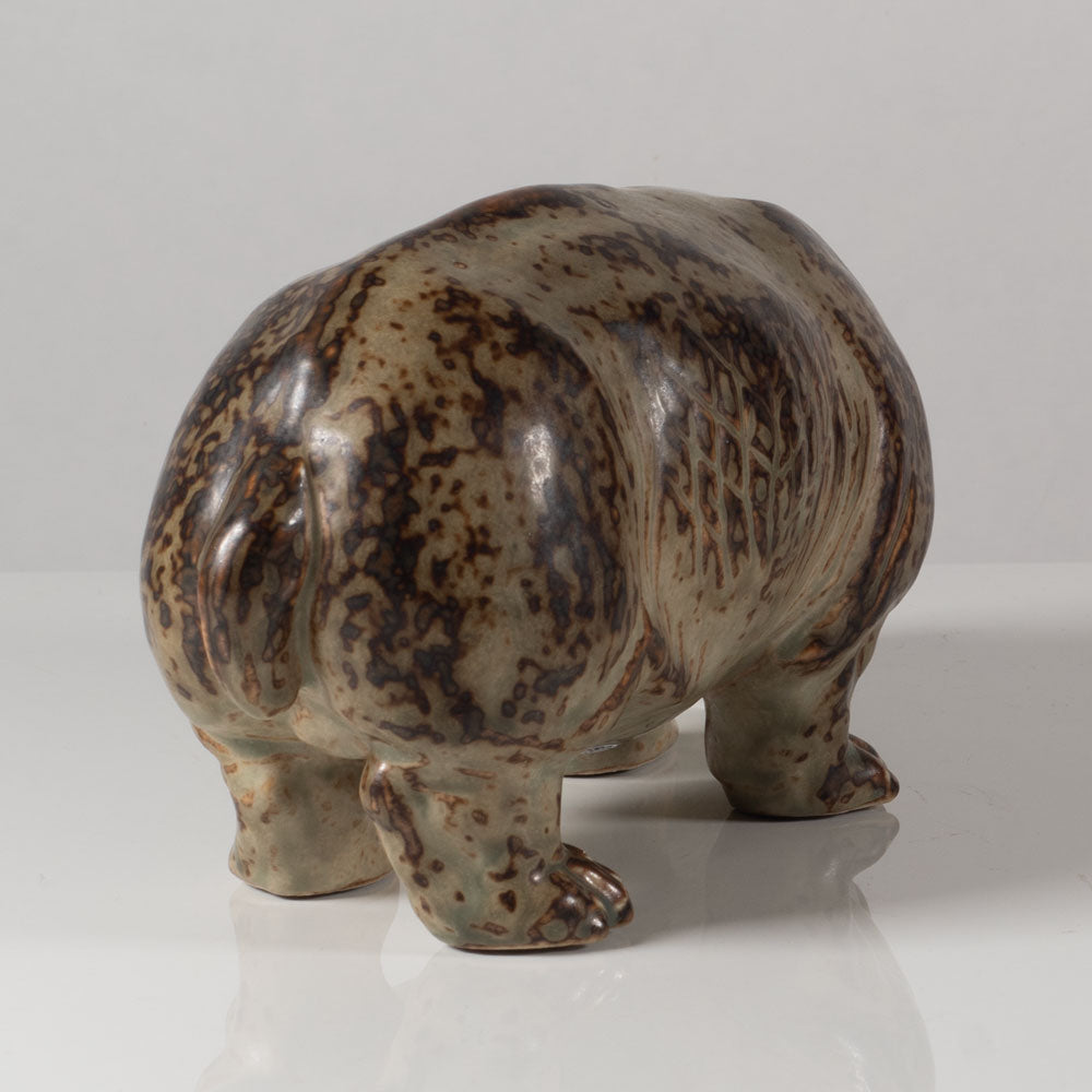 Knud Kyhn for Royal Copenhagen, Denmark, hippopotamus figure with Sung glaze L3590