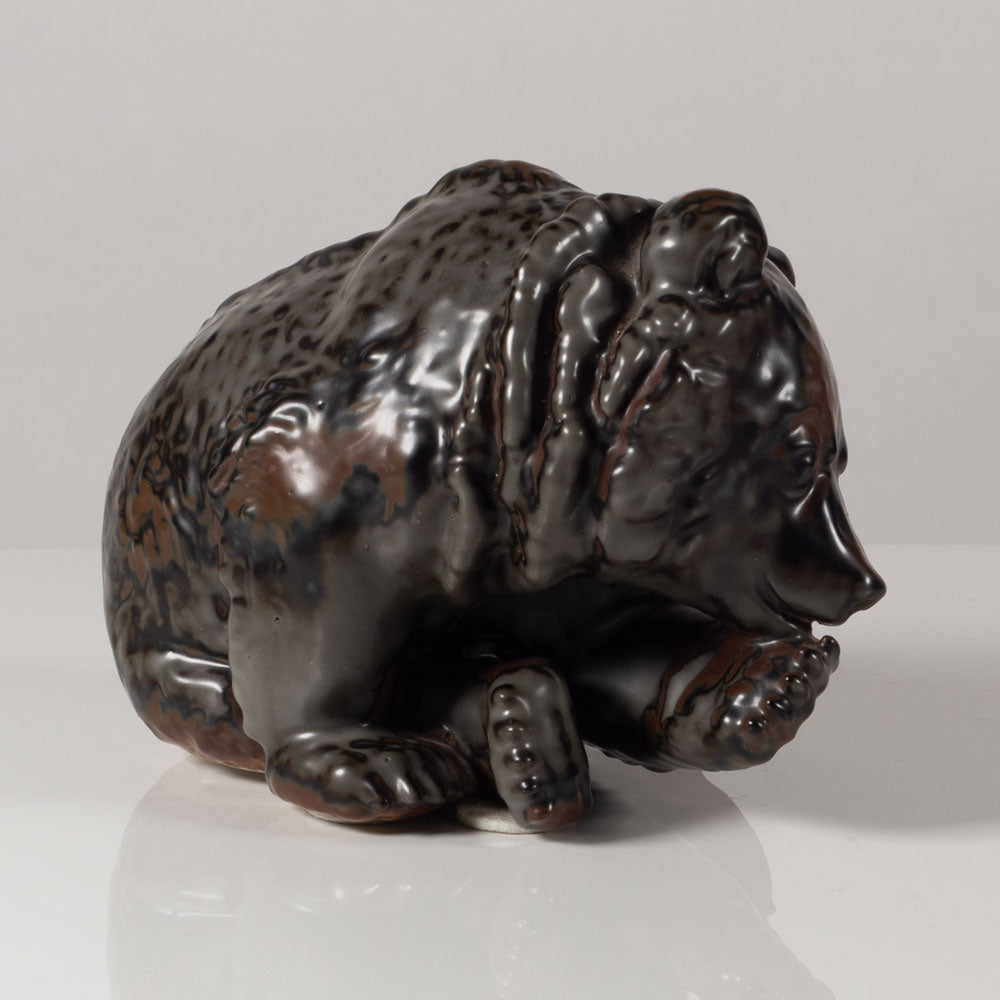 Trine Dreyer for Bing & Grondahl, Denmark, stoneware bear figure with dark brown glaze L3661