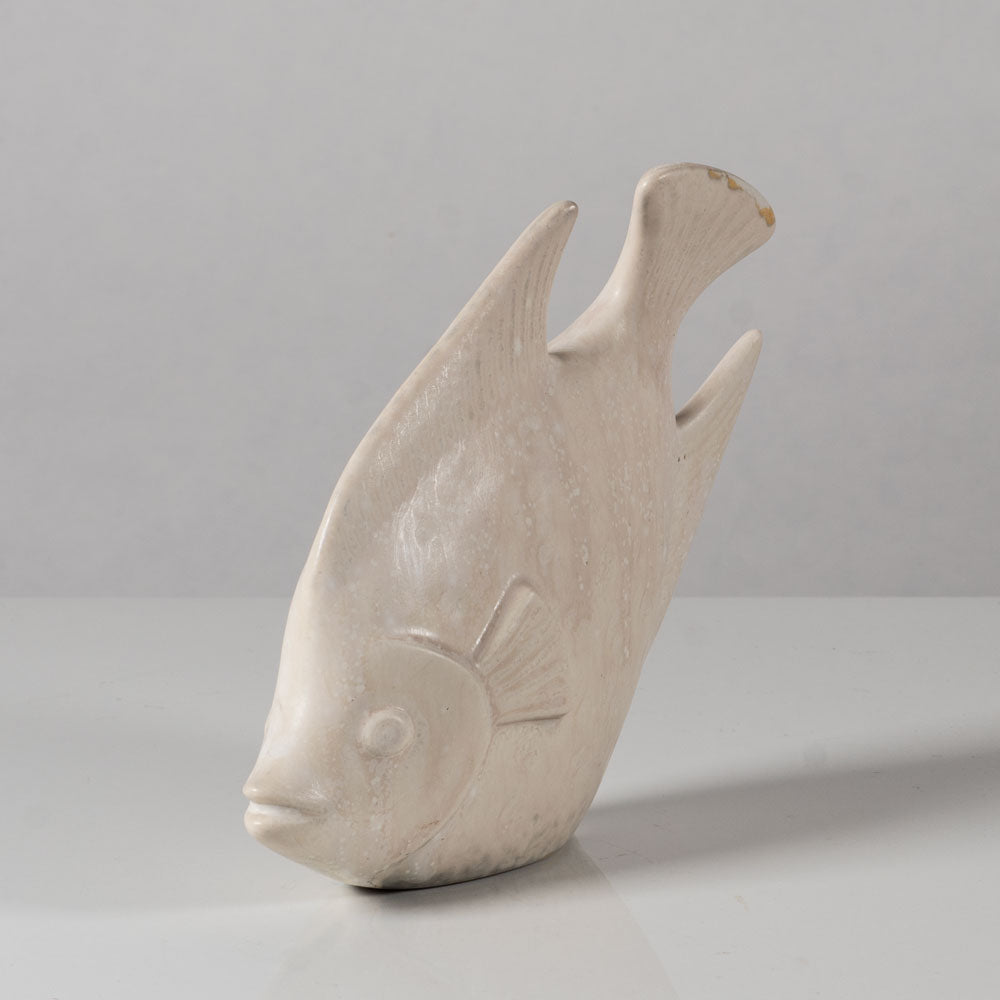 Gunnar Nylund for Rorstrand, stoneware fish figure with white glaze L3397