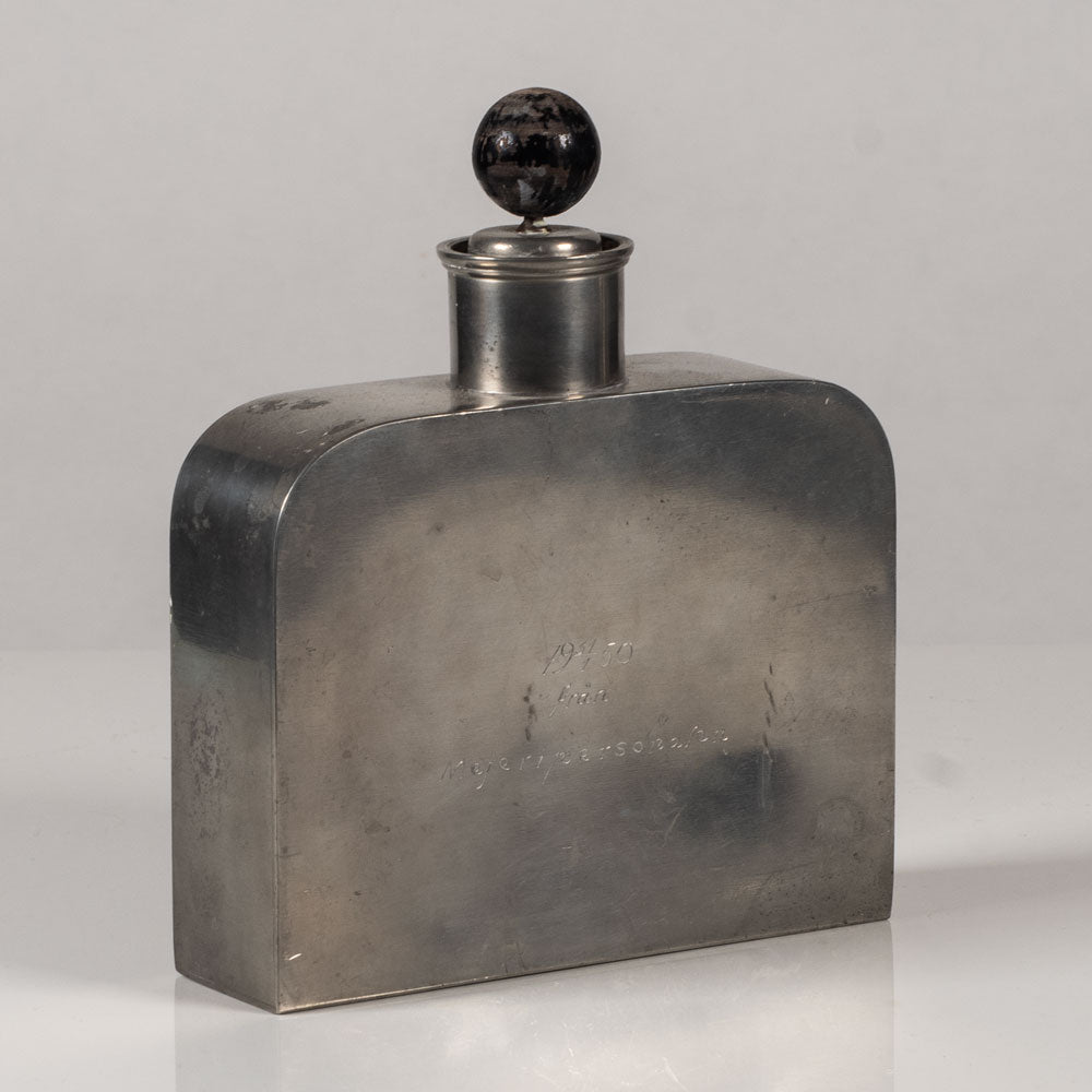 GAB Tenn, Sweden, pewter flask with sailboat relief K2747