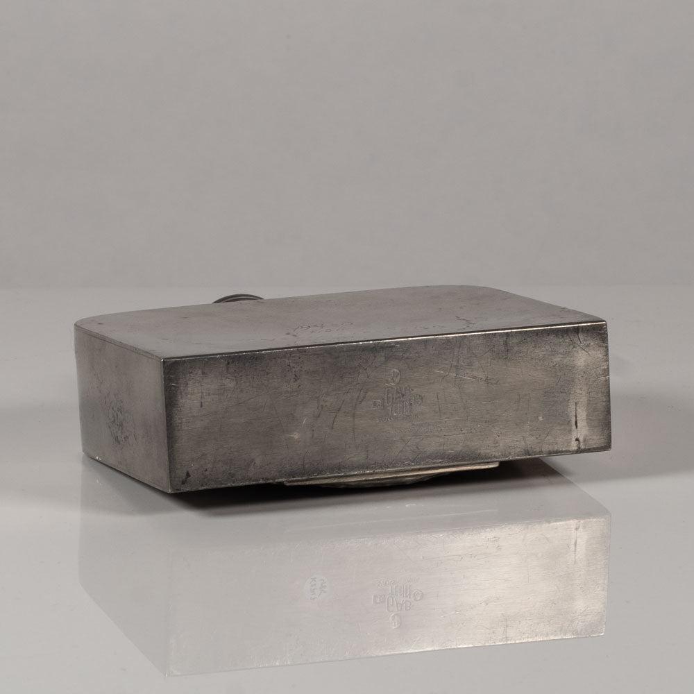 GAB Tenn, Sweden, pewter flask with sailboat relief K2747