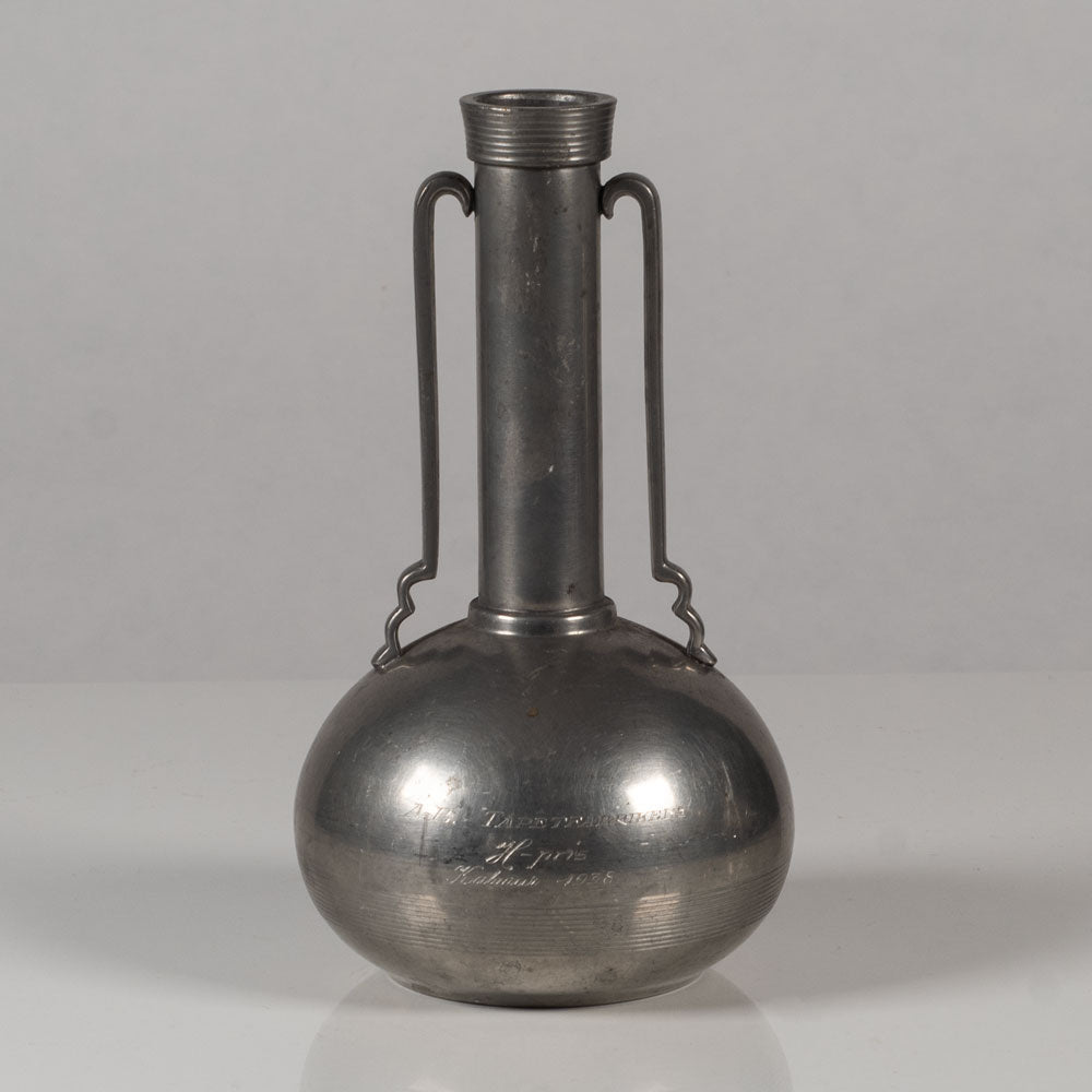 GAB Tenn, Sweden, pewter long necked vase L3772