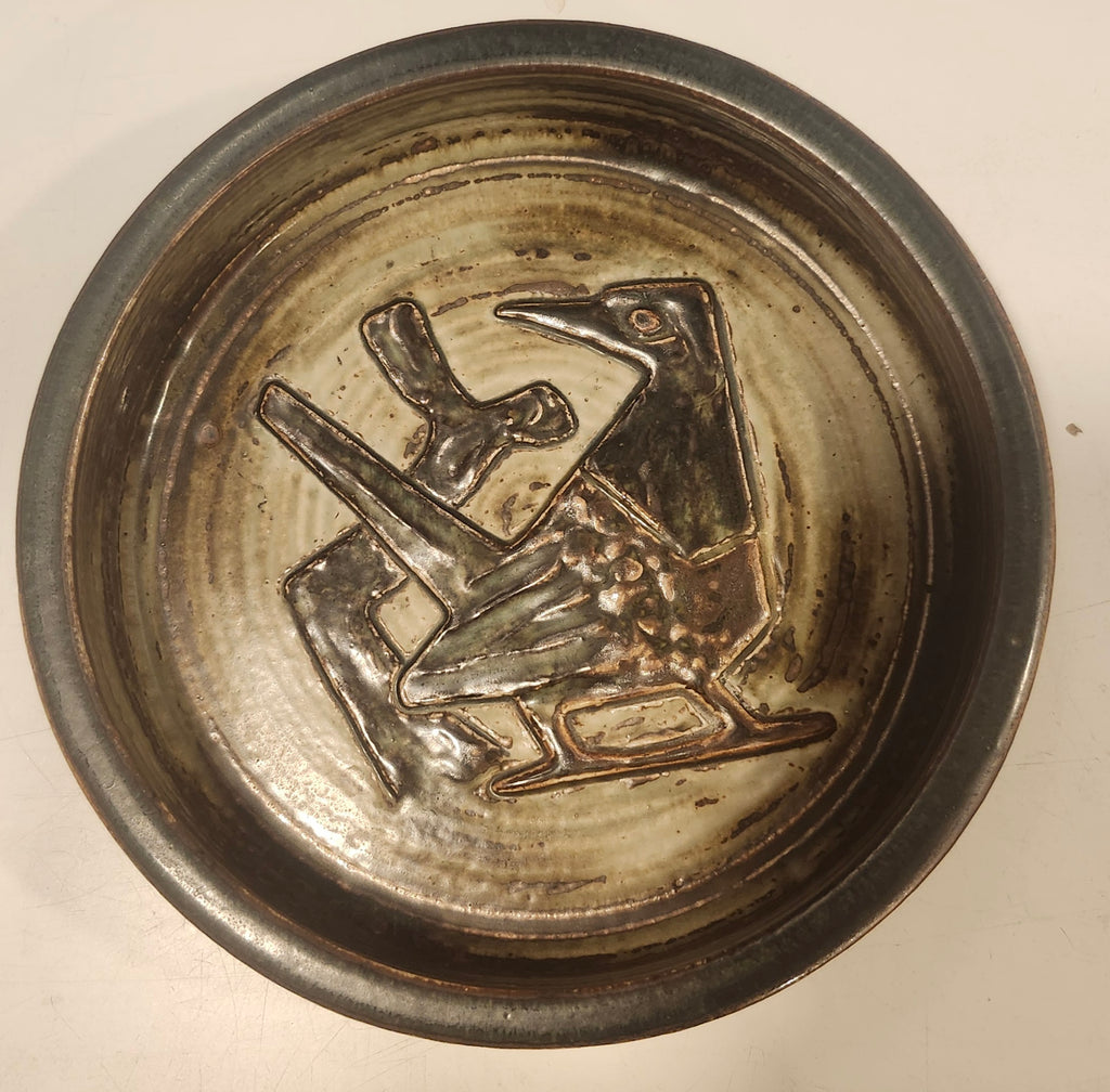 Jørgen Mogensen for Royal Copenhagen, Denmark, stoneware bowl with bird motif M4103